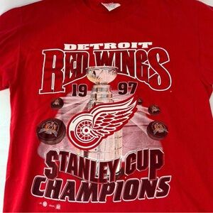 NHL Detroit Red Wings Red 1997 Stanley Cup Champions Graphic Tee
